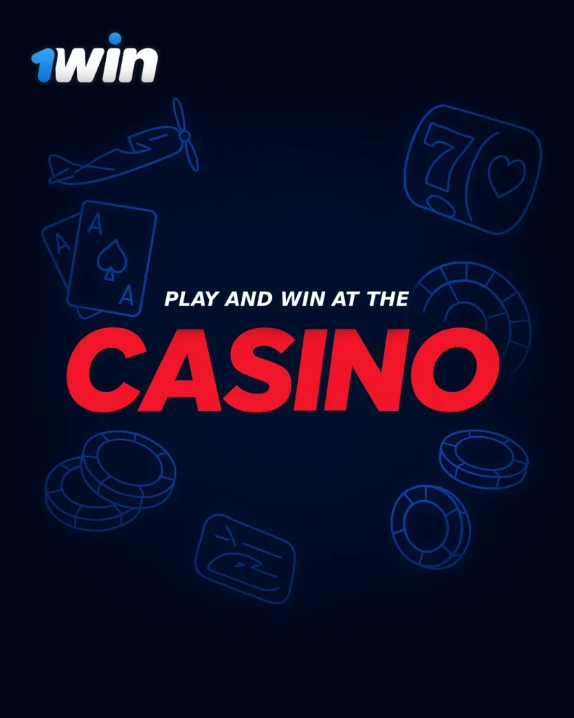 1Win casino banner for US users with games icons